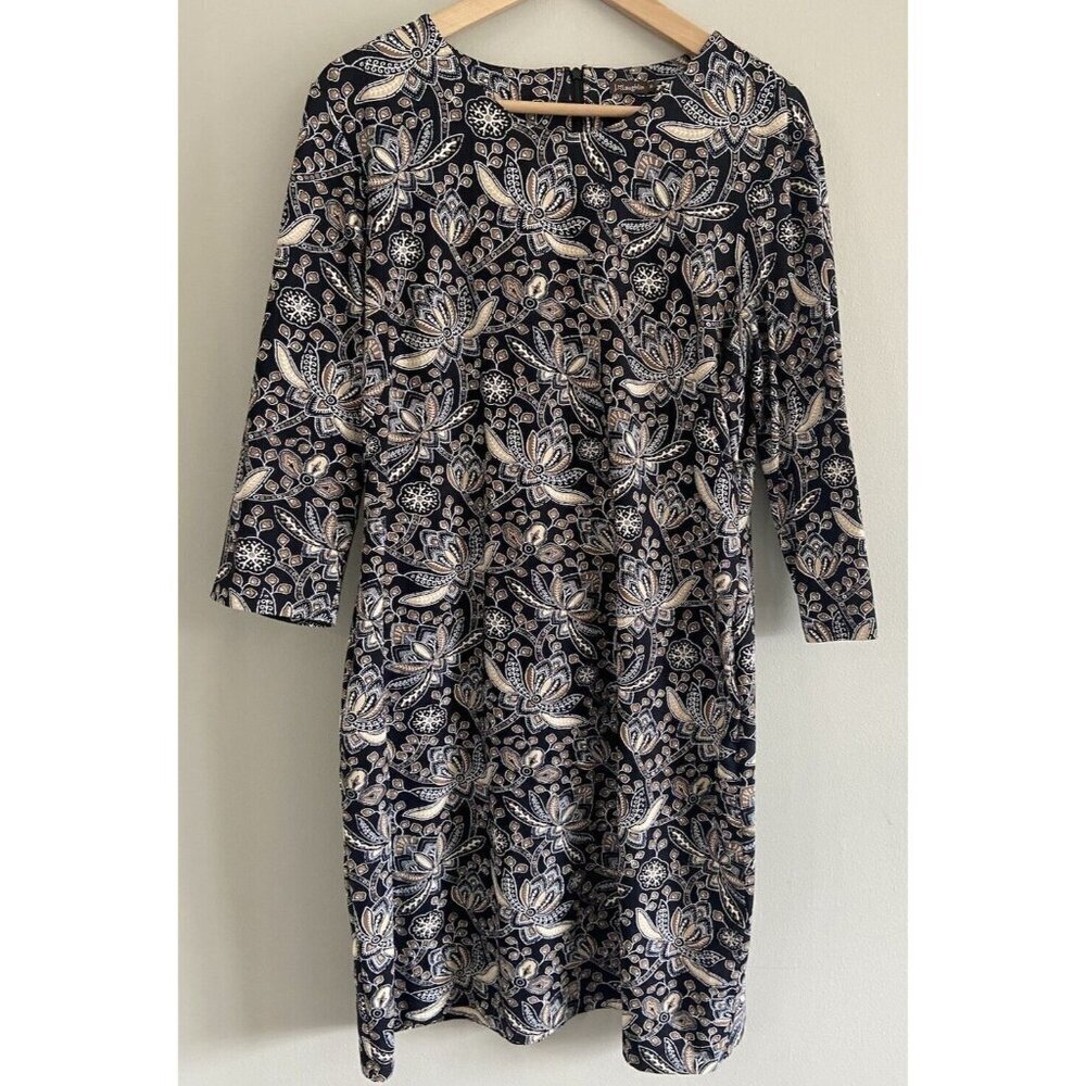 J.McLaughlin Sheath Dress 3/4 Sleeve Tan Black Cream Extra Large XL